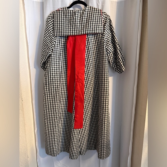Vintage 50s Quilted Gingham Hostess Coat Red Lining Large - Picture 10 of 14